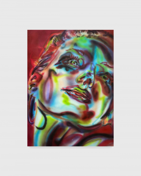 Katie Hector, Helen, 2024Dye and bleach on canvas, 40 x 30 inches